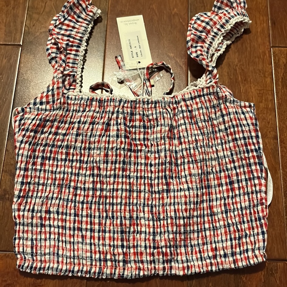 Sim & Sam  picnic shirt , size S  color red gingham - Picture 4 of 5